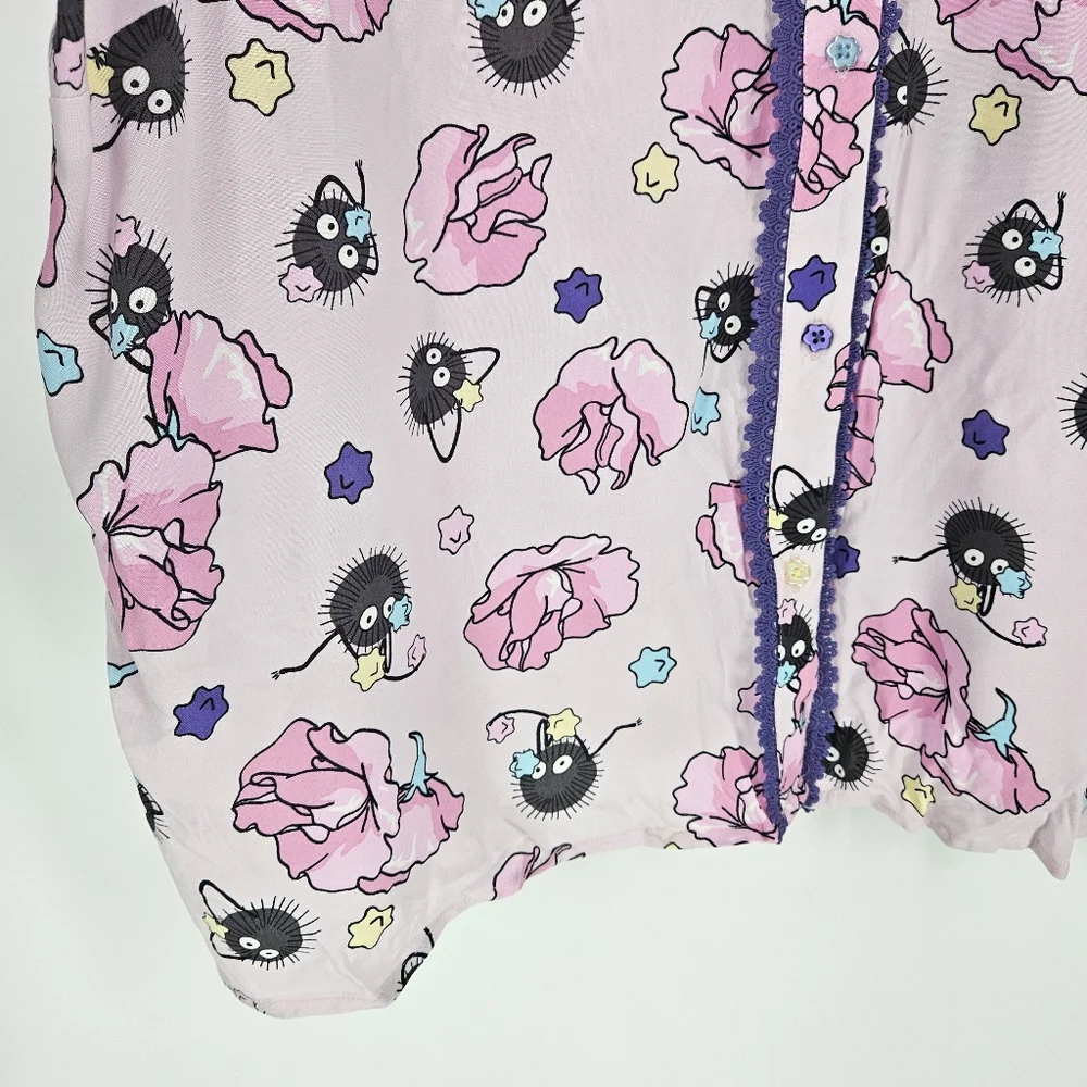 Her Universe Studio Ghibli Spirited Away Soot Sprites Button-Up Blouse NWT - Picture 3 of 11
